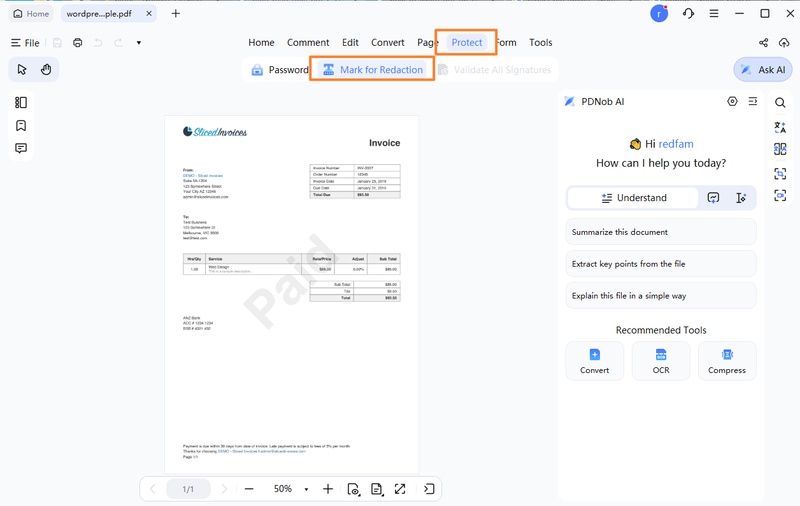 choose redaction tool