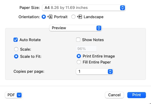 choose the correct paper size