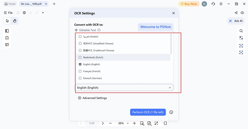 choose translation settings