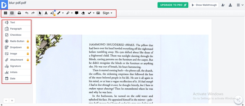 clean up scanned pdf using dochub