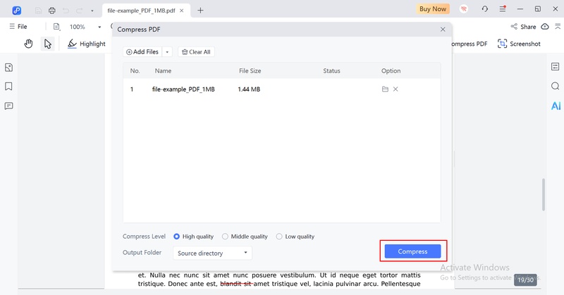 click compress to start the process 2