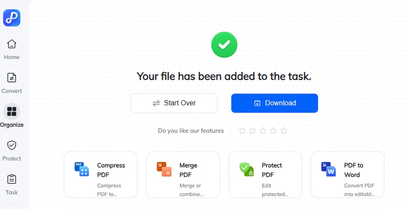 click extract or split