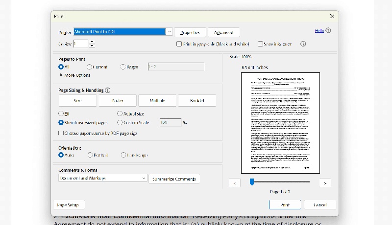 click file and select print