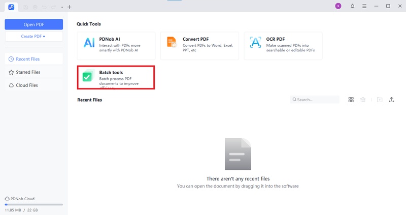 click on batch tools
