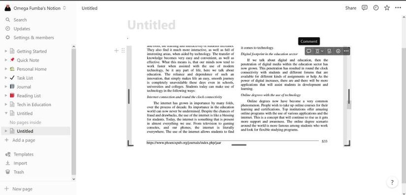 click on the comment icon