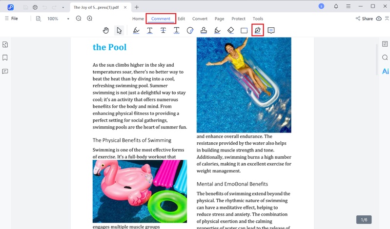 click the comment button