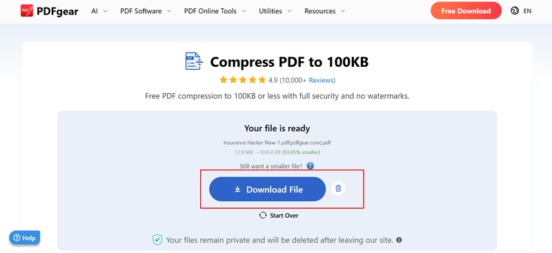 compress pdf with pdfgear step 4