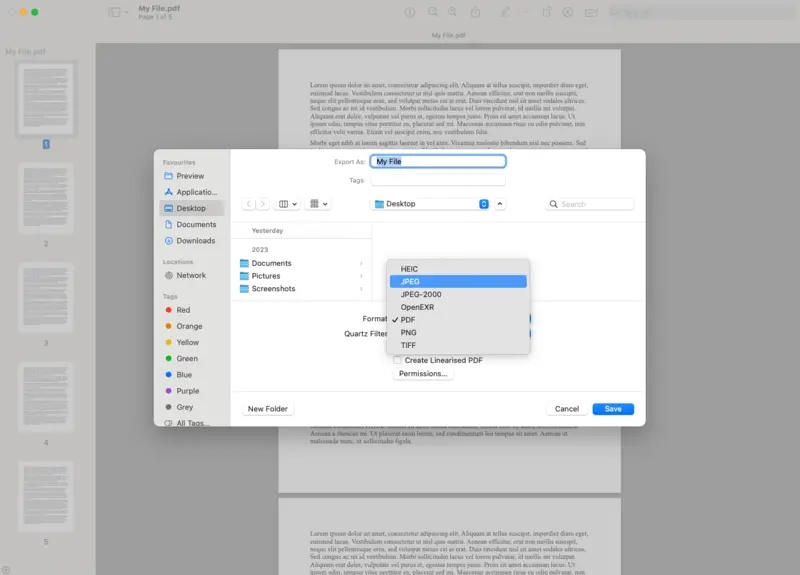 convert pdf to jpg in preview
