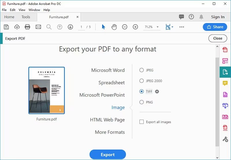 converting the pdf to tiff