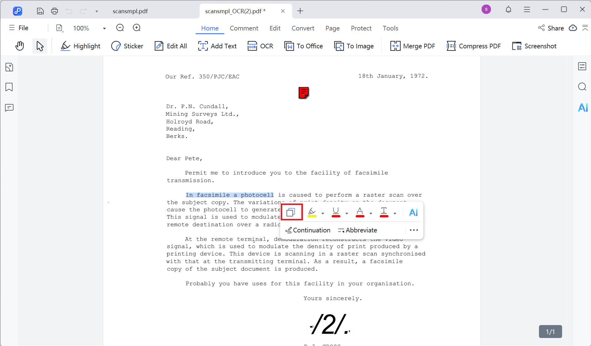 copy text from scanned pdf