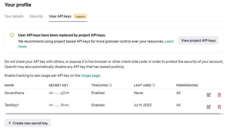 copy the openai api key immediately