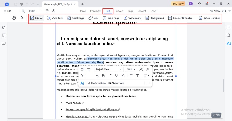 edit and type changes