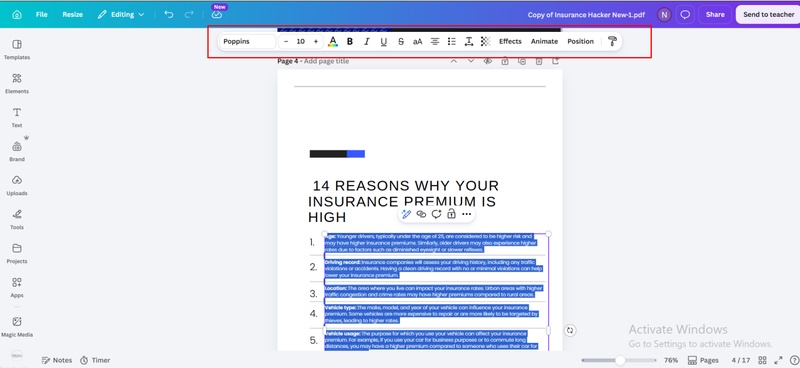 edit text
