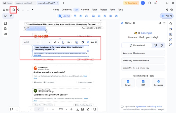 edit your pdf and save