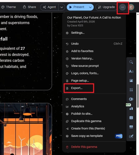 export as ppt from gamma