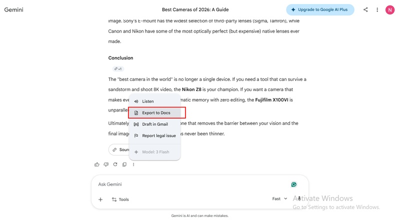 export to google docs