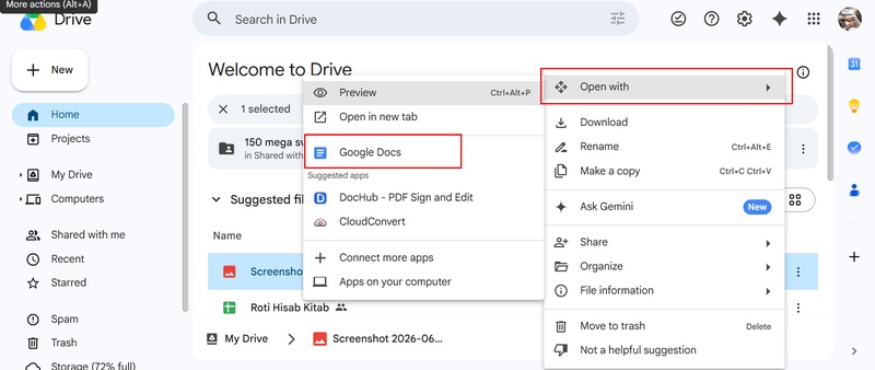 extract text from image with google docs