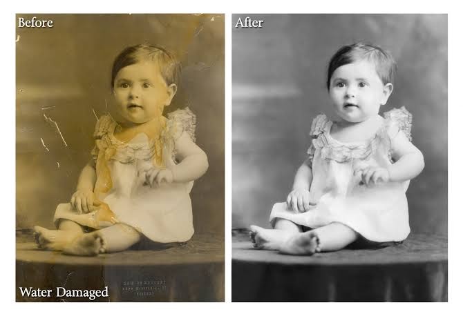 faded or water damaged old photo