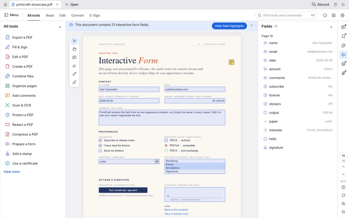 fill and sign pdf in pdfcraft