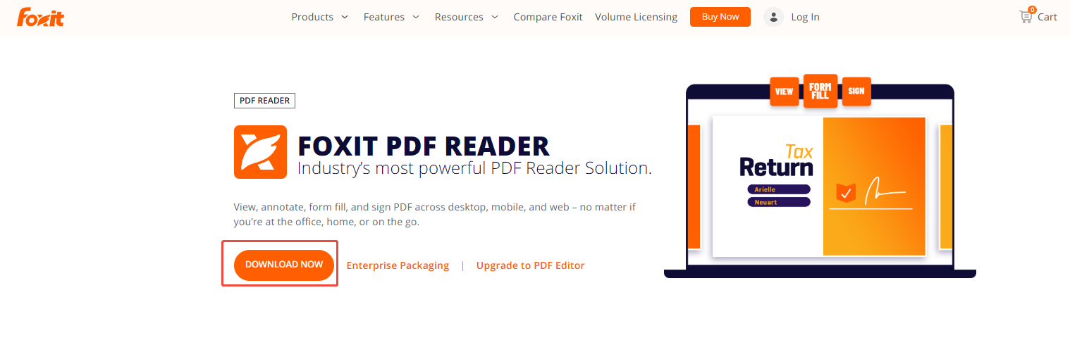 foxit pdf reader download page