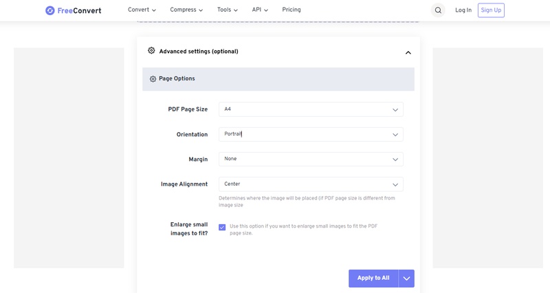 freeconvert advanced settings