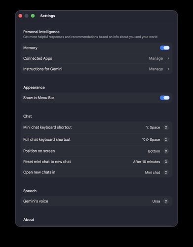 gemini settings