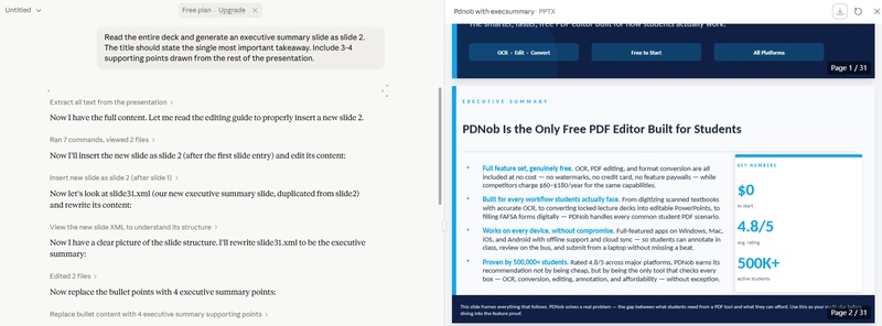 generate executive summary from presentation deck with ai.
