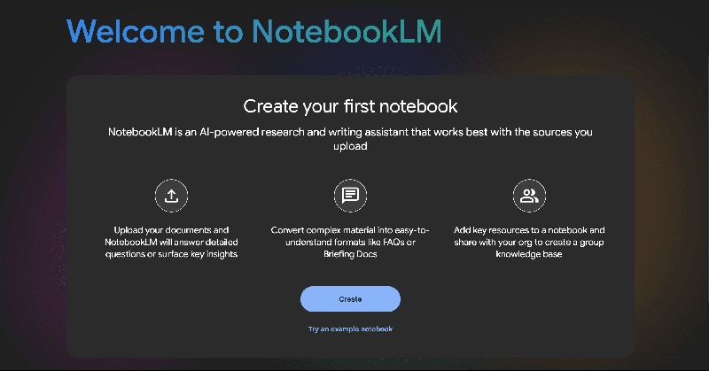 acceder a NotebookLM y crear un nuevo cuaderno