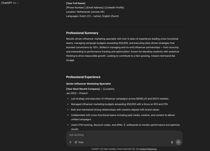 good resume prompt
