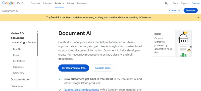 google document ai ocr software for invoice processing