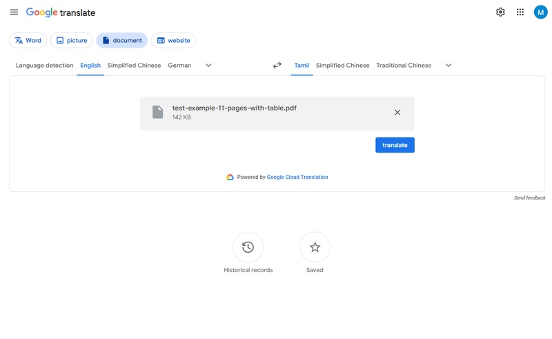 google translate english pdf to hindi
