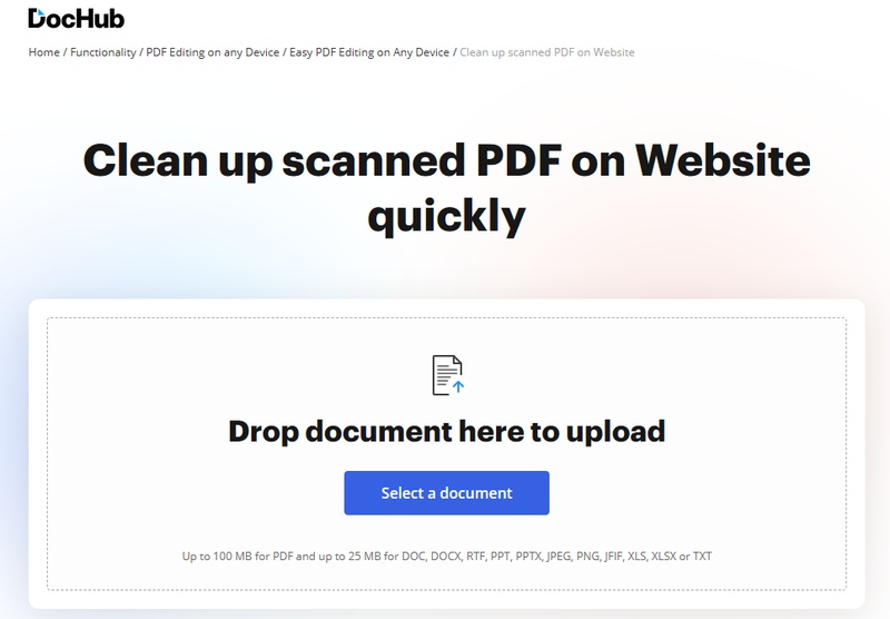 how to clean up scanned document in dochub