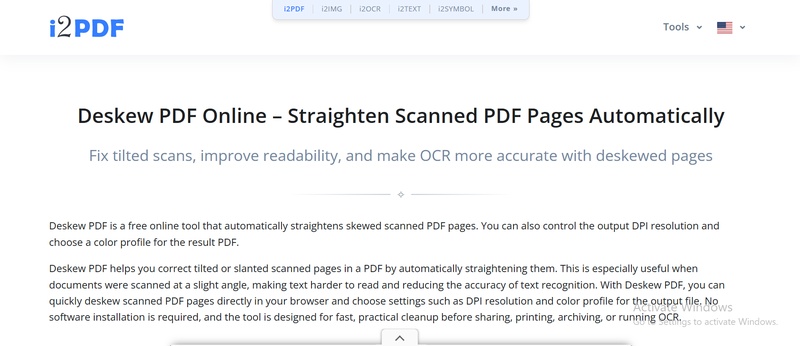 i2pdf correct page skew pdf