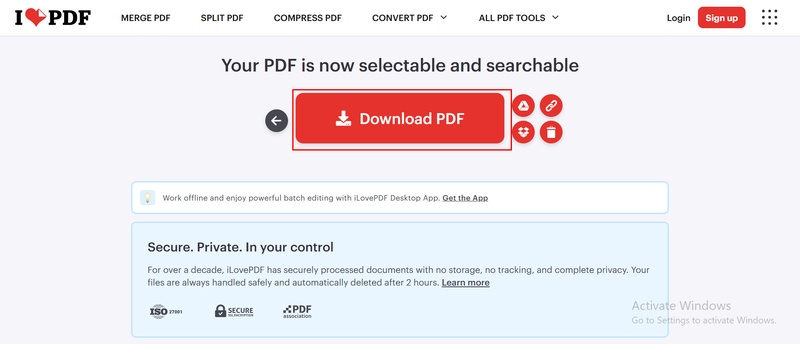 ilovepdf download searchable pdf