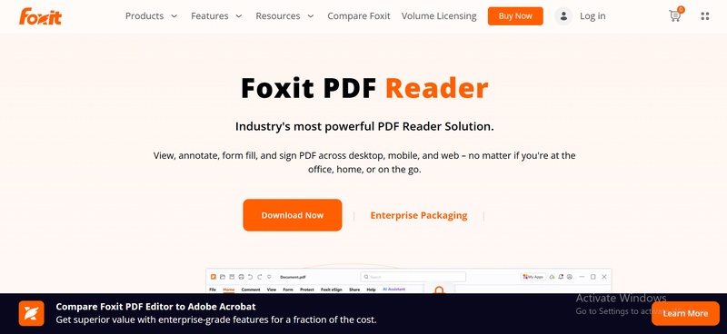 foxit pdf reader open large pdf interface