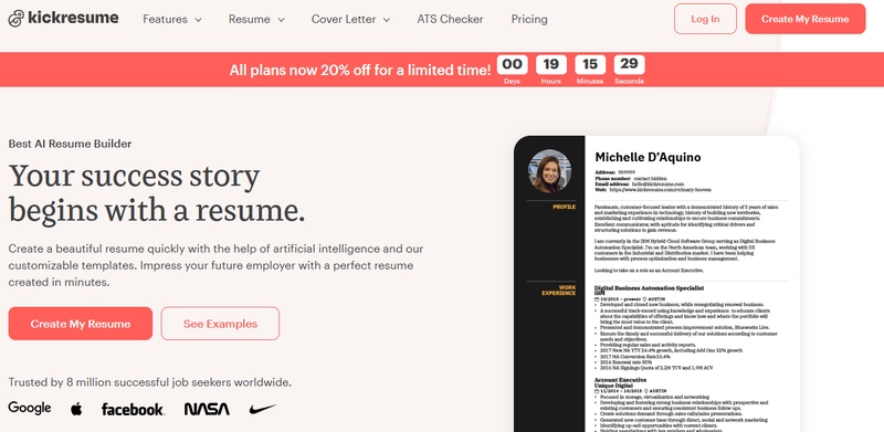 kickresume resume builder