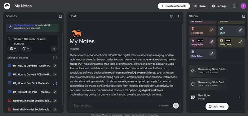 make slide decks pdf with notebooklm