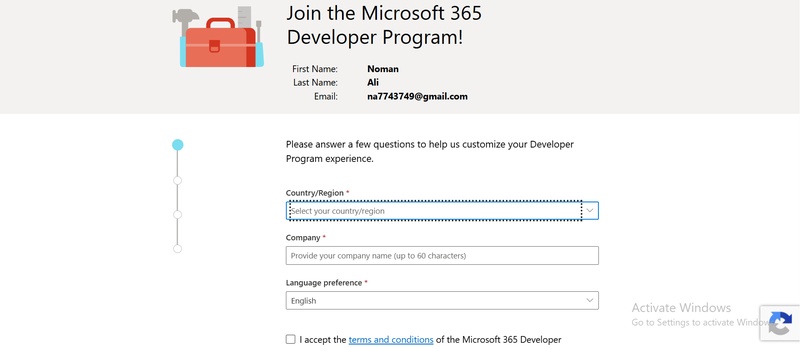 text:microsoft 365 developer program sign up