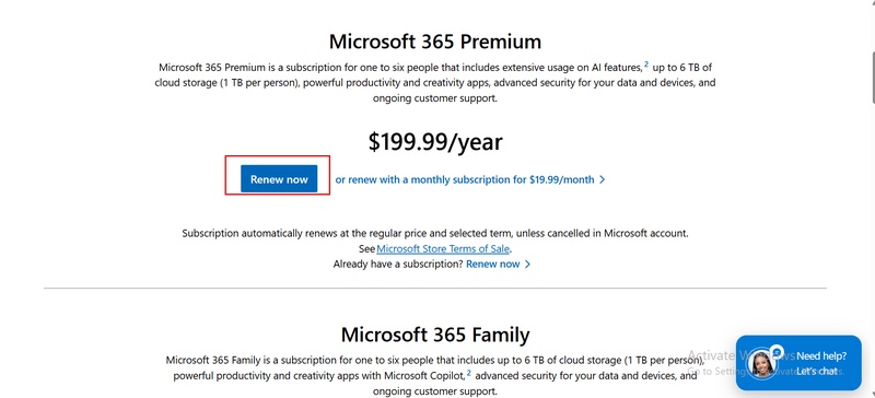 microsoft 365 premium and family plan pricing