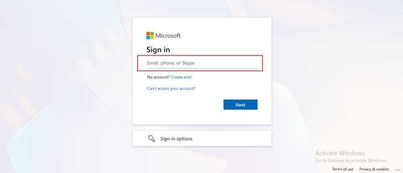 microsoft sign in with email, phone, or skype