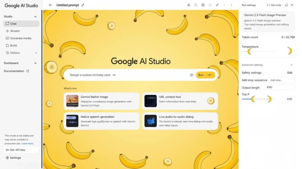 google ai studio selects models