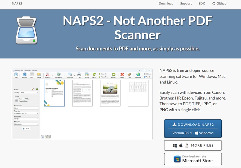 naps2 ocr pdf interface windows scan