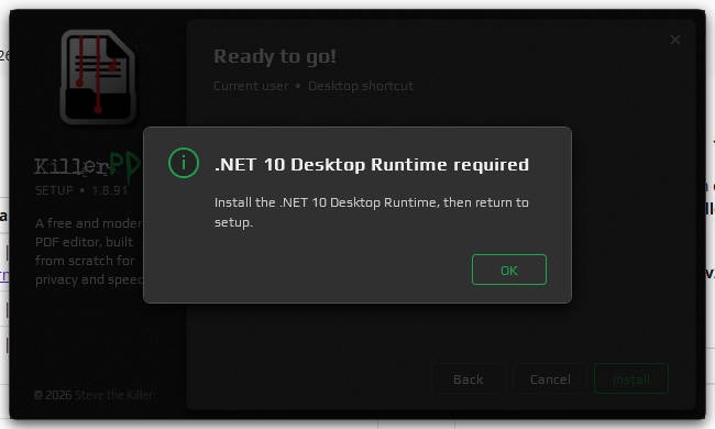 need net 10 desktop runtime