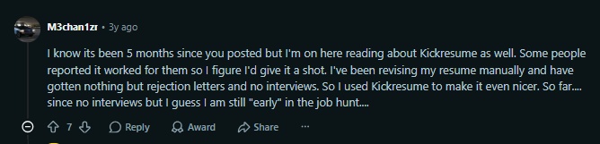 negative reddit comments on kickresume 1