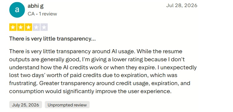 negative truspilot comments on kickresume