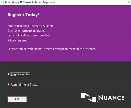 nuance pdf converter register
