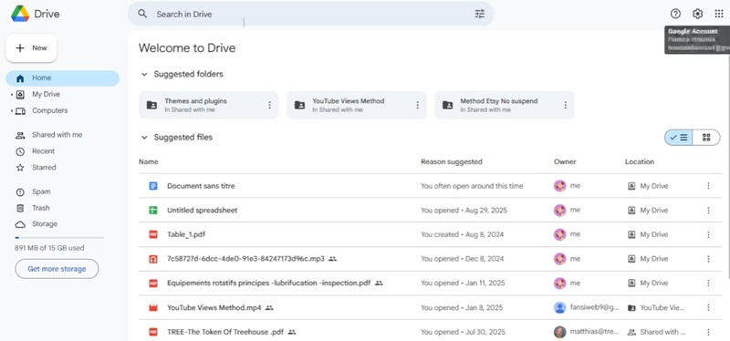 open google drive account