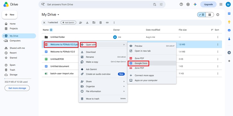 open pdf with google docs