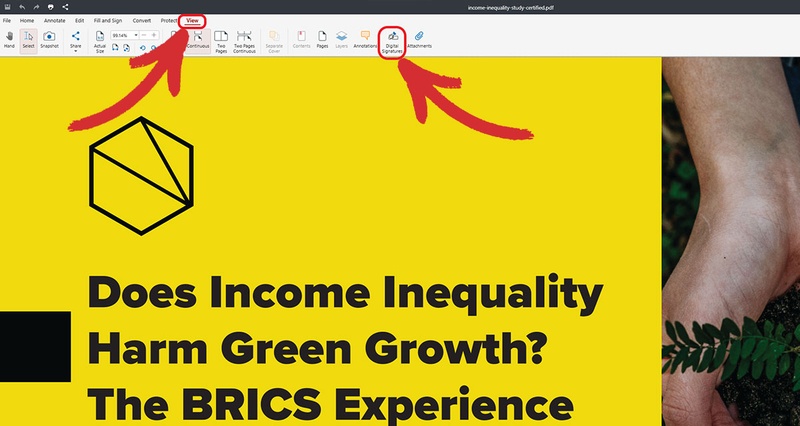 open signatures panel