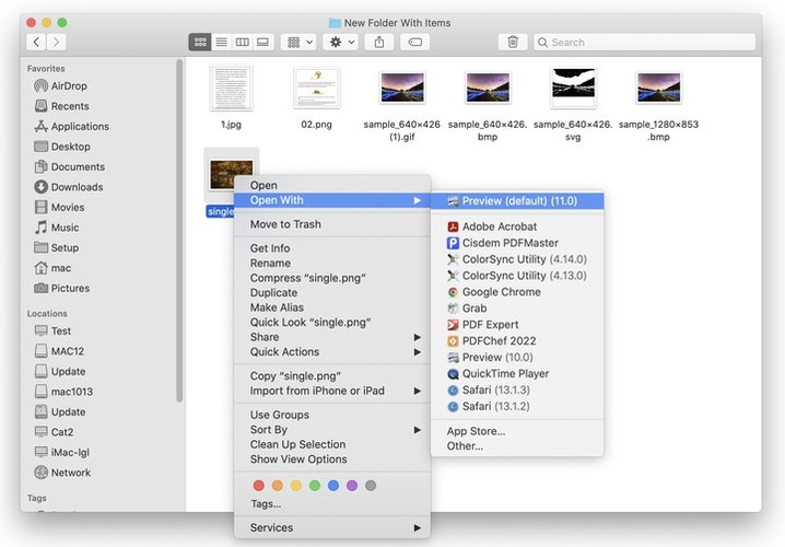 open the first image in preview